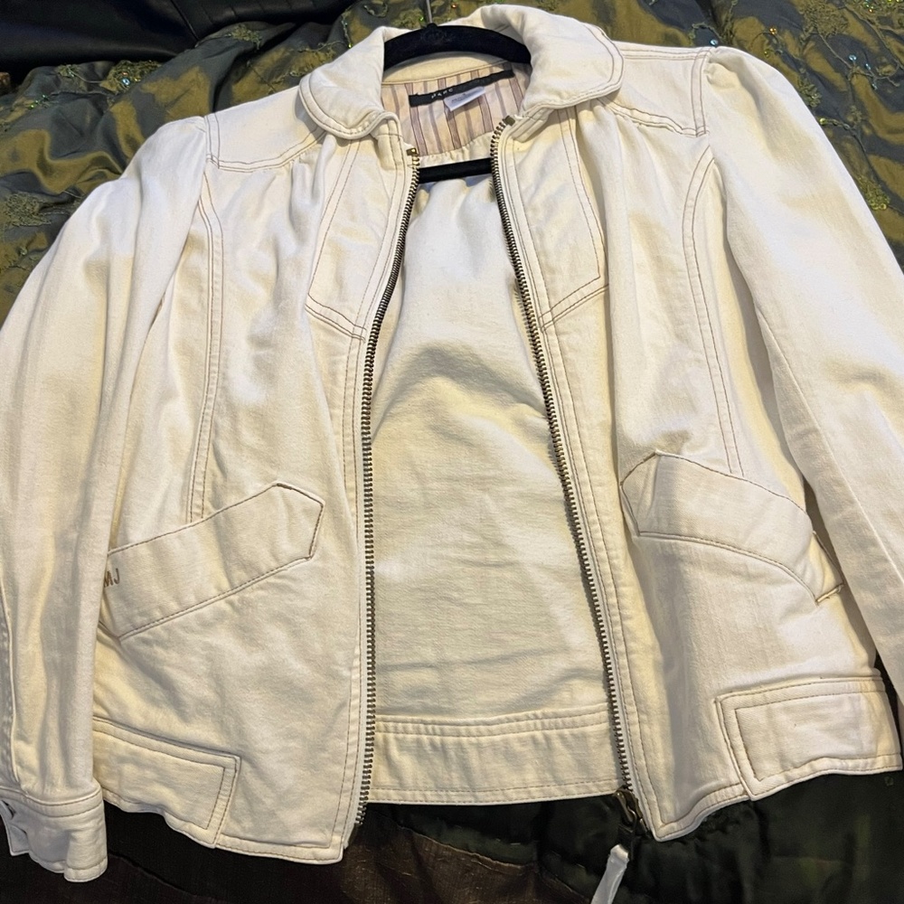 Marc Jacobs Fitted Off White/Cream colored Zip Up Jacket